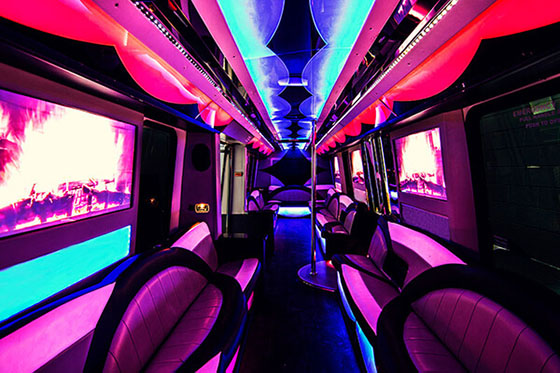 40-passenger limo bus interior