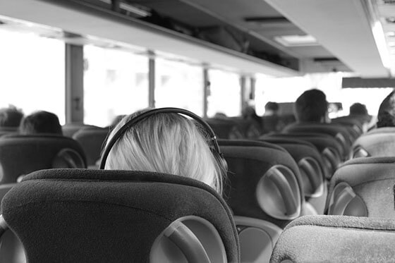 Charter bus interior